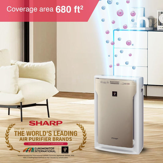 SHARP Air Purifier with Plasmacluster | Removes 99.97% Pollutants - Bacteria, Virus, Mold, VOCs | Clean Sign Indicator | 3-Stage Filter | Japan Tech | 680 ft² | FP‑A80M‑N