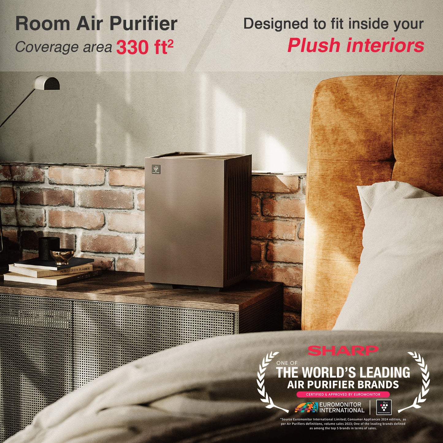 SHARP PureFit Air Purifier with Plasmacluster | Removes 99.97% Pollutants - Bacteria, Virus, Mold, VOCs | 4-Stage Filters | Japan Technology | 330 ft² | FP‑S40M