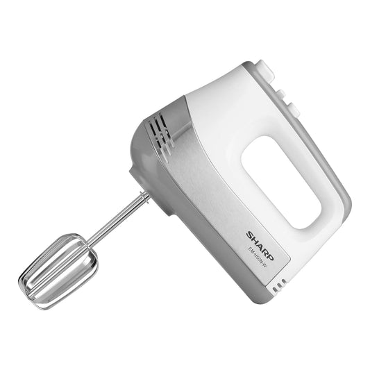 SHARP Hand Mixer | 500W, 5-Speed, Turbo Mode, Multiple Hooks for Whisking and Dough Making | EM-H50N-W