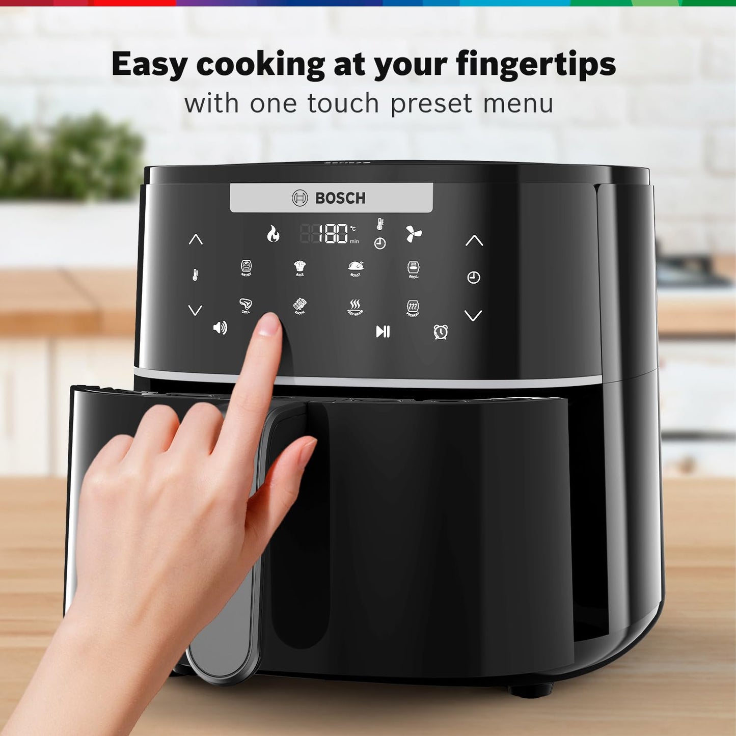 Bosch CrispMaxx 4L Air Fryer | Baking Tray | Digital Touch Controls | 6 Presets + Keep Warm | MAF240B5IN