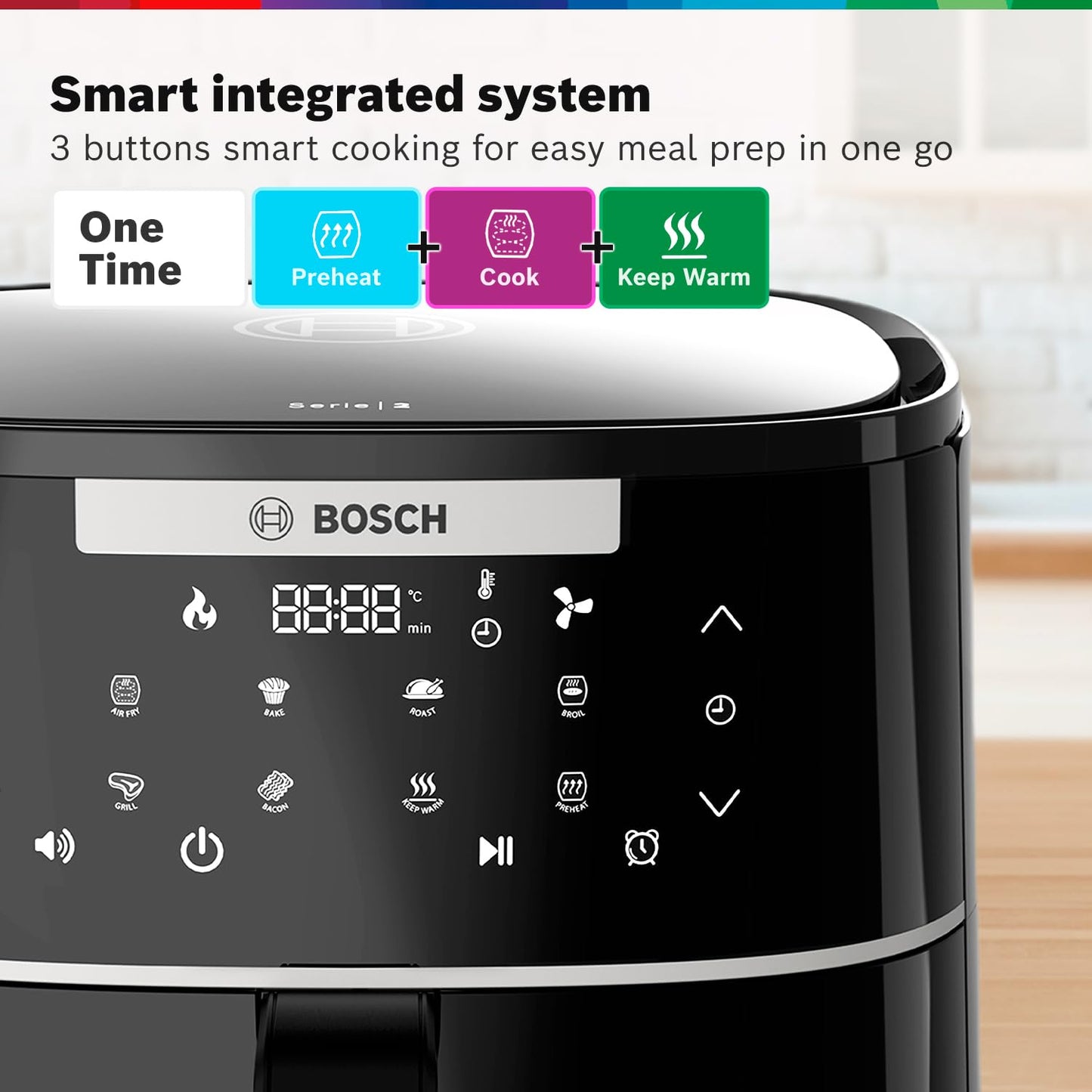 Bosch CrispMaxx 4L Air Fryer | Baking Tray | Digital Touch Controls | 6 Presets + Keep Warm | MAF240B5IN