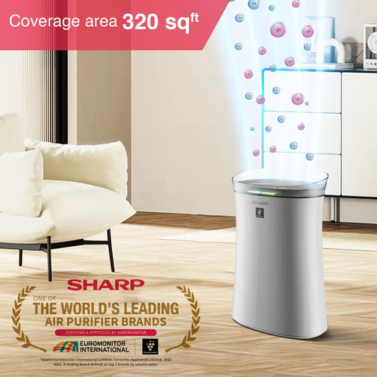 SHARP Air Purifier with Plasmacluster | Removes 99.97% Pollutants - Bacteria, Virus, Mold, VOCs | HEPA, Carbon & Pre Filter | Japan Tech | 320 ft² | FP-F40E