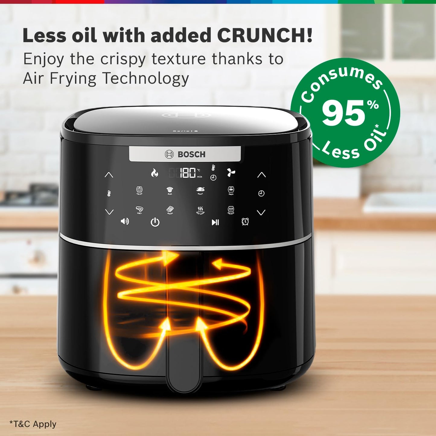 Bosch CrispMaxx 4L Air Fryer | Baking Tray | Digital Touch Controls | 6 Presets + Keep Warm | MAF240B5IN