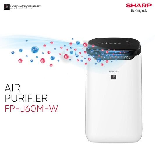 SHARP Air Purifier with Plasmacluster | Removes 99.97% Pollutants - Bacteria, Virus, Mold, VOCs | PM2.5 Indicator | 4-Stage Filter | Japan Tech |  550 ft² | FP‑J60M‑W