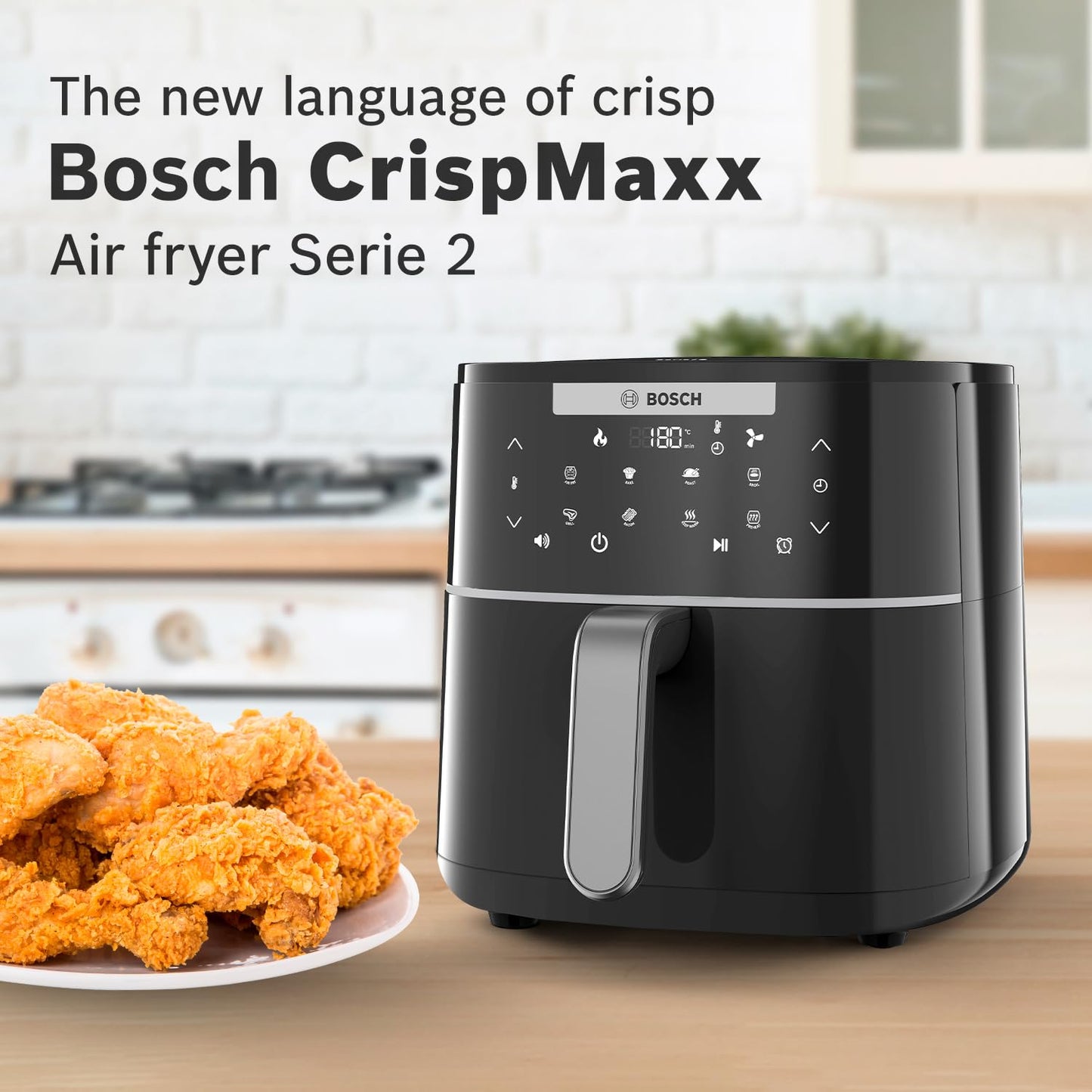 Bosch CrispMaxx 4L Air Fryer | Baking Tray | Digital Touch Controls | 6 Presets + Keep Warm | MAF240B5IN