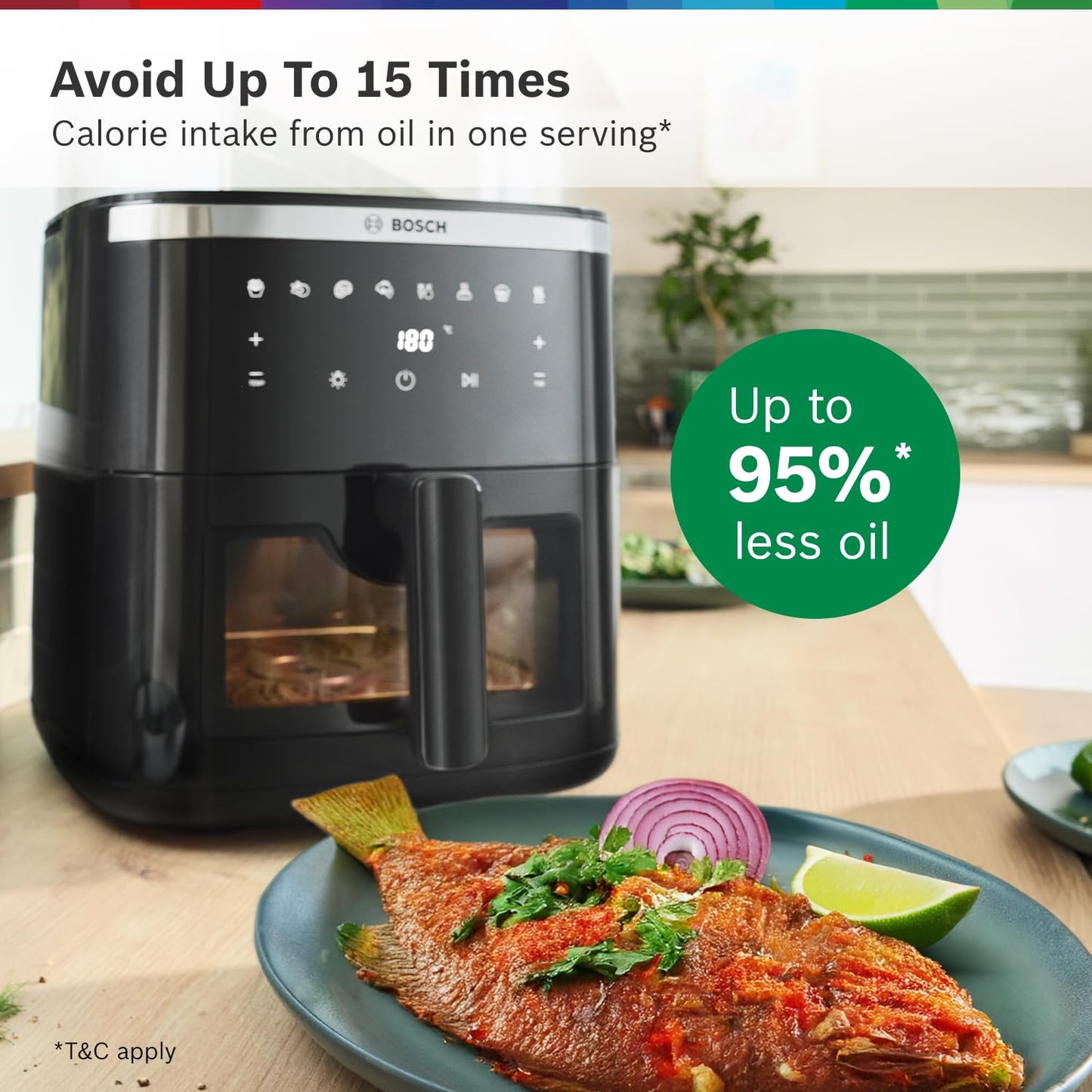 Bosch CrispMaxx 7.2L Air Fryer | Baking Tray | Digital Touch Controls | 8 Functions | Illuminated Window | Shake Alarm | MAF671B5IN