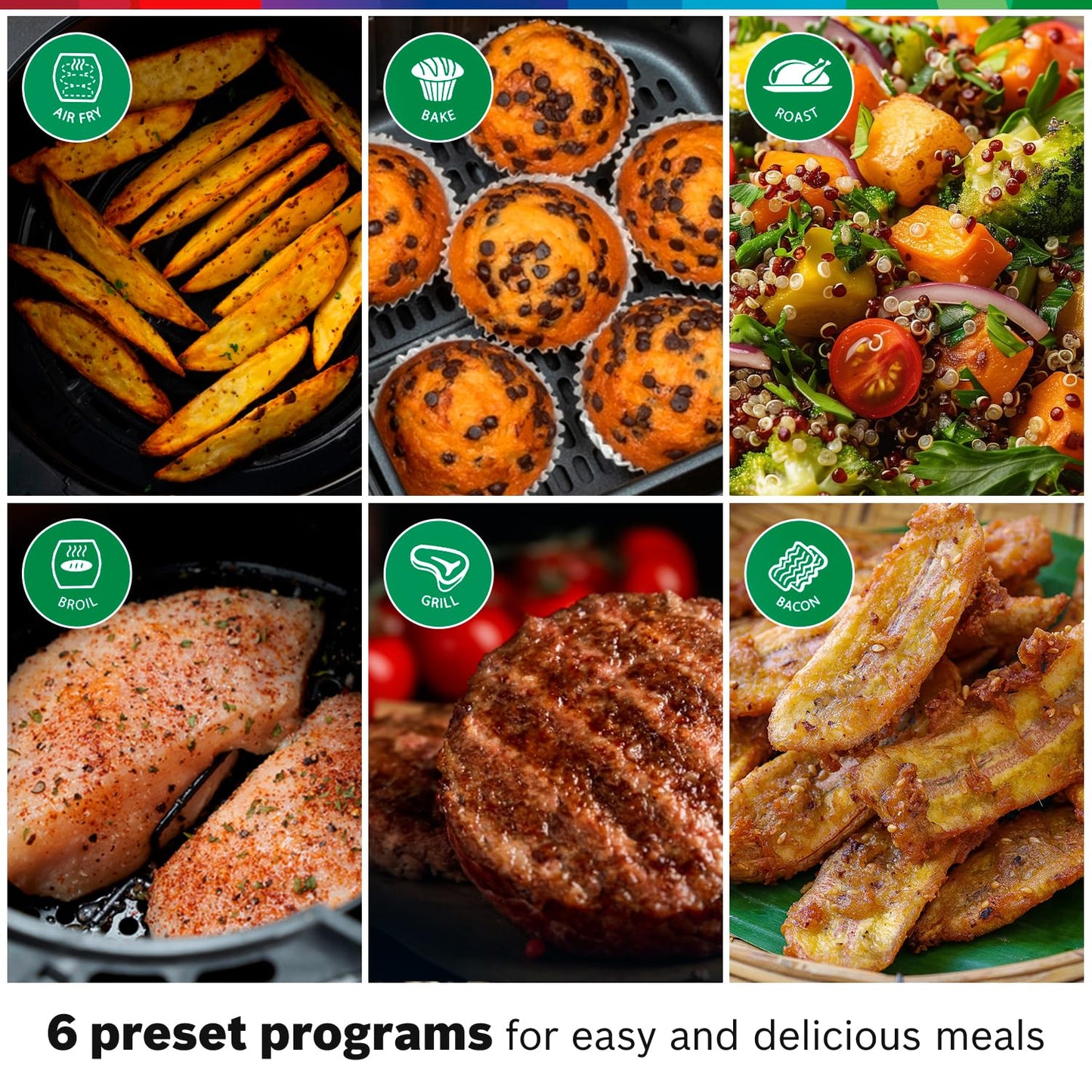 Bosch CrispMaxx 4L Air Fryer | Baking Tray | Digital Touch Controls | 6 Presets + Keep Warm | MAF240B5IN