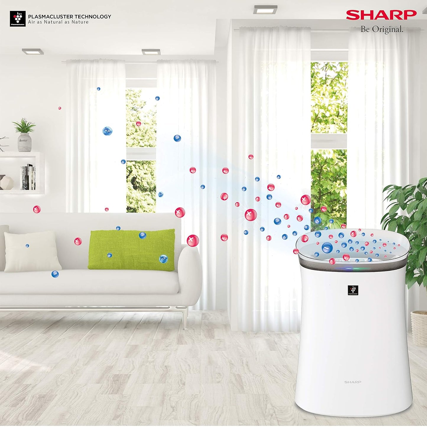 SHARP Air Purifier with Plasmacluster | Removes 99.97% Pollutants - Bacteria, Virus, Mold, VOCs | HEPA, Carbon & Pre Filter | Japan Tech | 320 ft² | FP-F40E