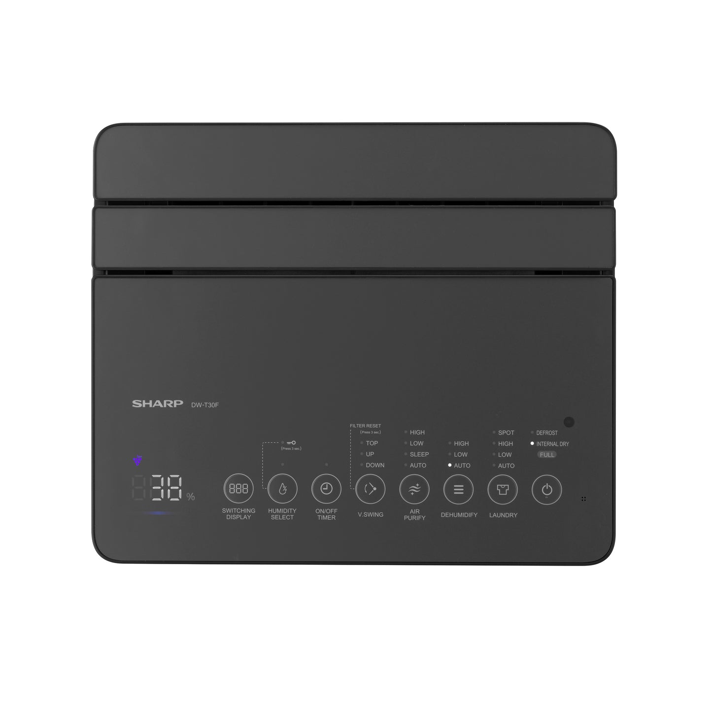 SHARP Air Purifier with Dehumidifier with Plasmacluster | Removes 99.97% Pollutants - Bacteria, Virus, Mold, VOCs | HEPA, Carbon & Pre Filter | Japan Tech | 830 ft² | DW‑T30FM