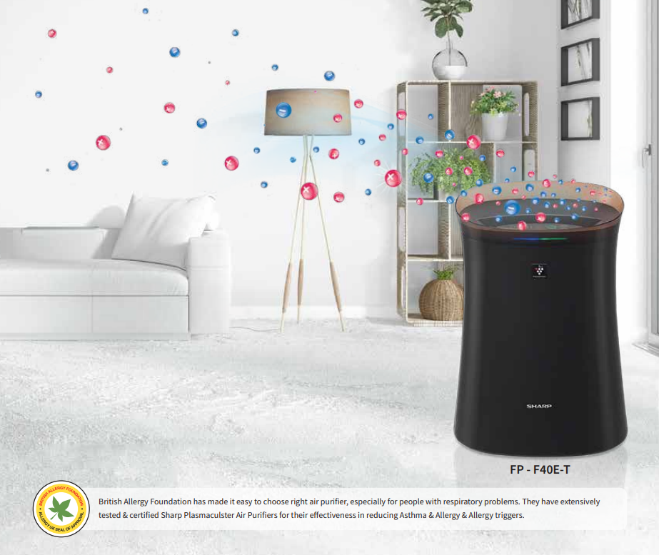 SHARP Air Purifier with Plasmacluster | Removes 99.97% Pollutants - Bacteria, Virus, Mold, VOCs | HEPA, Carbon & Pre Filter | Japan Tech | 320 ft² | FP-F40E
