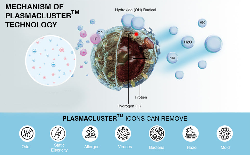 SHARP Air Purifier with Plasmacluster | Removes 99.97% Pollutants - Bacteria, Virus, Mold, VOCs | HEPA, Carbon & Pre Filter | Japan Tech | 320 ft² | FP-F40E