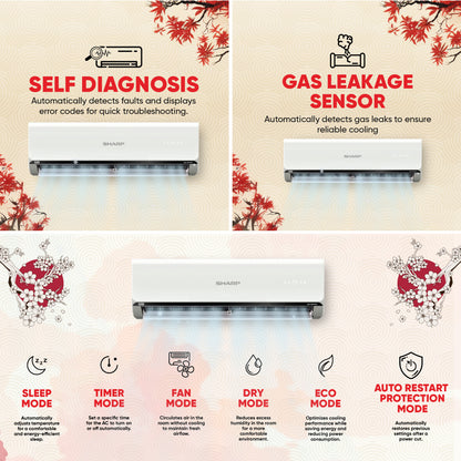 SHARP Reiryou 3 Star Inverter Split Air Conditioner | 7-in-1 Convertible, 4-Way Auto Swing, 100% Copper with Gold Coating | 2026 Series