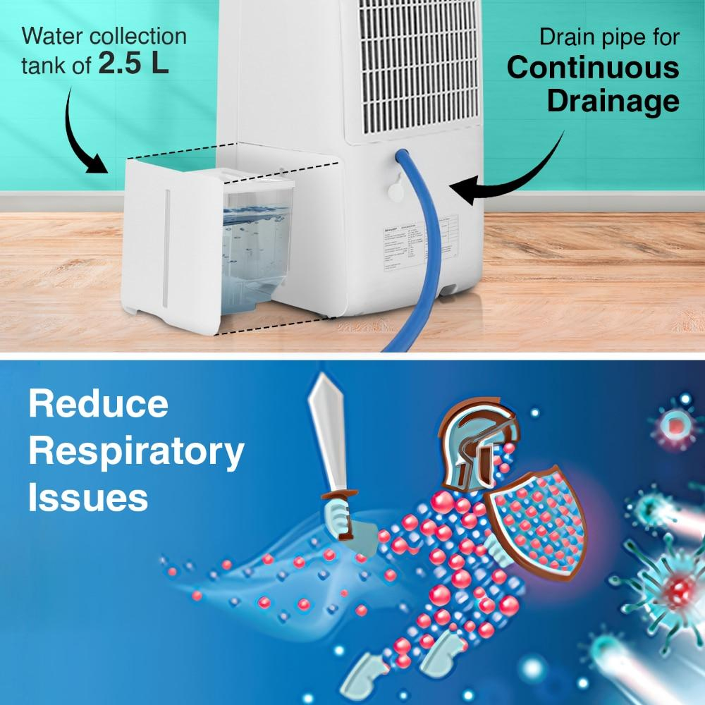 SHARP Compact Dehumidifier for Home & Office with Plasmacluster | Removes Bacteria, Virus, Mold, VOCs | Japan Technology |  250 ft² | DW-P10M-W
