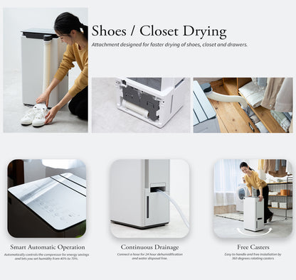 SHARP Dehumidifier | 30L/d, 830 ft² | PCI Tech removes Bacteria, Viruses, Mold, VOCs, Laundry mode | Japan Tech