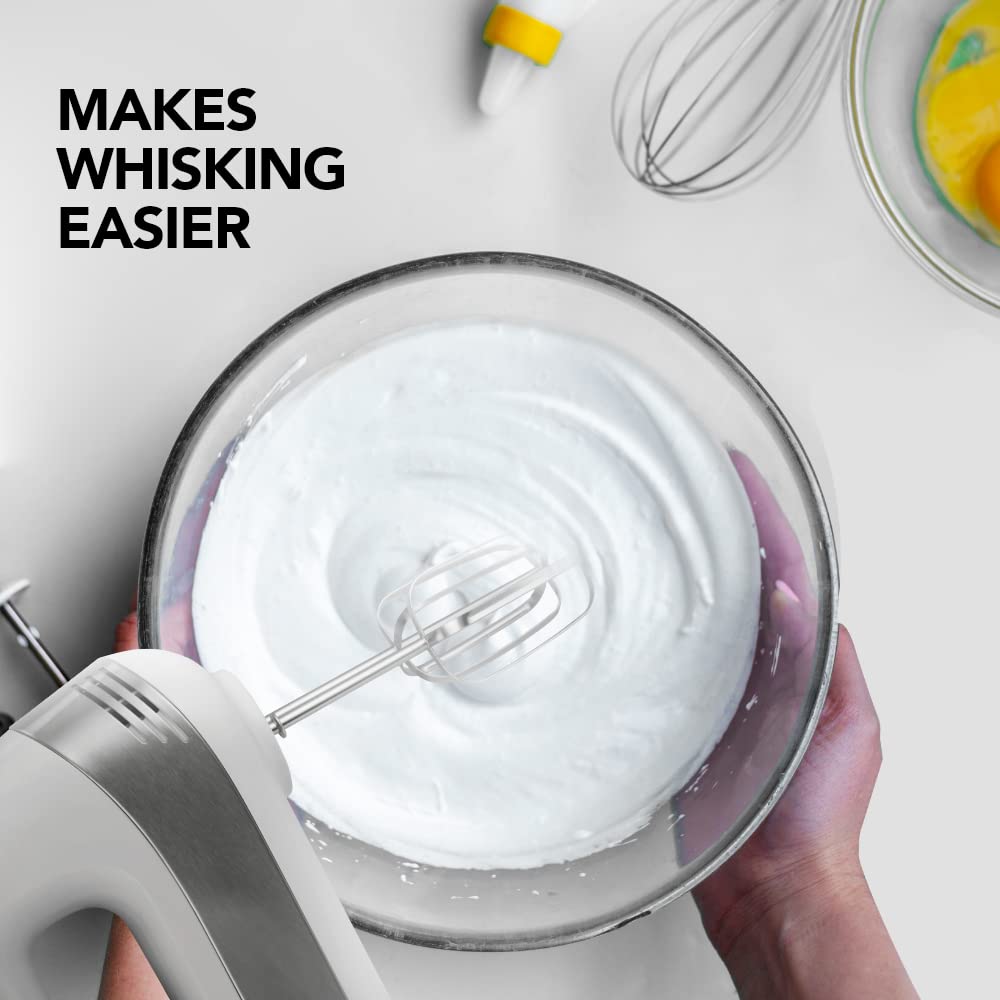 SHARP Hand Mixer | 500W, 5-Speed, Turbo Mode, Multiple Hooks for Whisking and Dough Making | EM-H50N-W