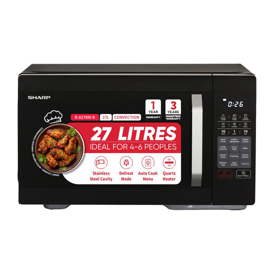 SHARP 27L Convection Microwave Oven | Healthy Fry, Stainless Steel Cavity, 300+ Auto-Cook Menu | Japan Technology