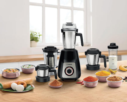 Bosch TrueMixx Pro 1000W 5 Jar Mixer Grinder | Double Ballbearing Copper Motor | 22,500 RPM, 60 mins rating | MG8725A1KI