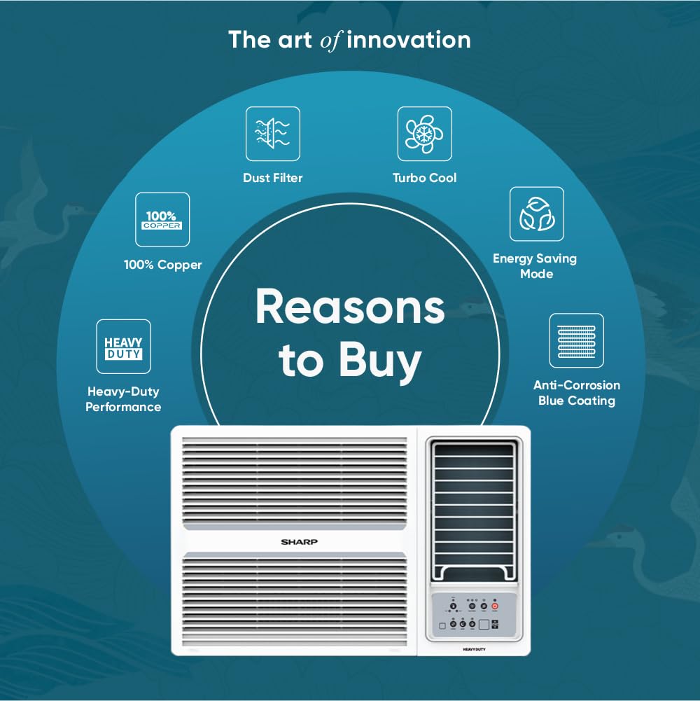 SHARP Ryohu-FS Window Air Conditioner | Heavy Duty, Turbo Mode, 100% Copper with Blue Coating | 2026 Series