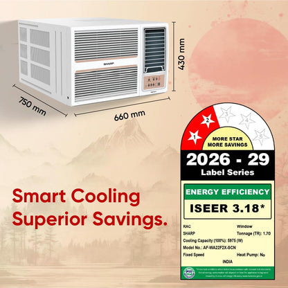 SHARP Ryohu-FS Window Air Conditioner | Heavy Duty, Turbo Mode, 100% Copper with Blue Coating | 2026 Series