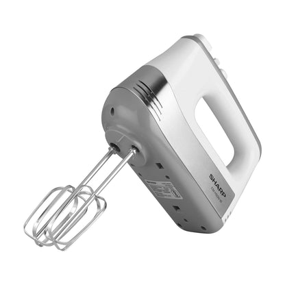SHARP Hand Mixer | 500W, 5-Speed, Turbo Mode, Multiple Hooks for Whisking and Dough Making | EM-H50N-W