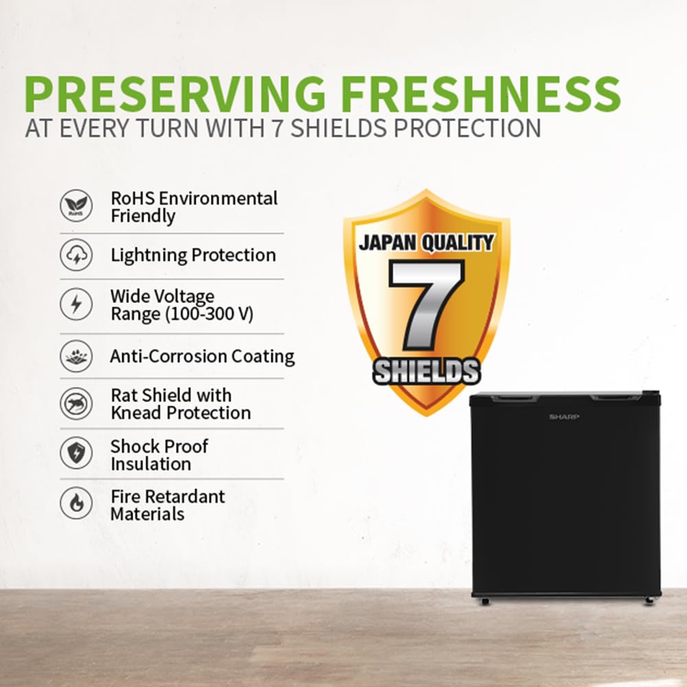 SHARP 50L Micro Single-Door Refrigerator | 3 Star | Toughened Glass Shelf | Japan 7-Shield Protection