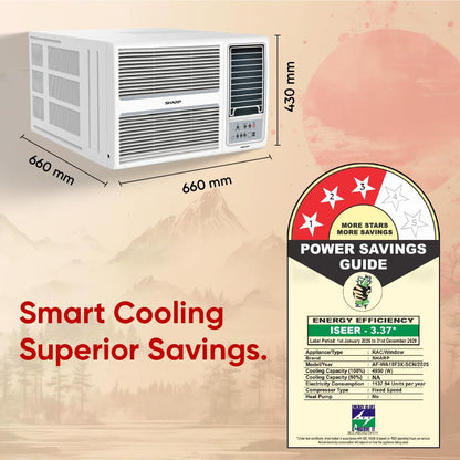 SHARP Ryohu-FS Window Air Conditioner | Heavy Duty, Turbo Mode, 100% Copper with Blue Coating | 2026 Series