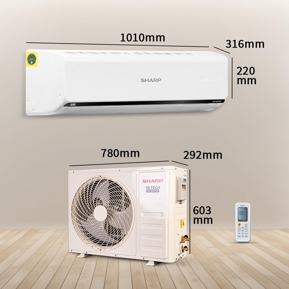 SHARP Reiryou 5 Star Inverter Split Air Conditioner | 7-in-1 Convertible, Turbo Cool Technology, 100% Copper with Gold Fin Coating | 2025 Series