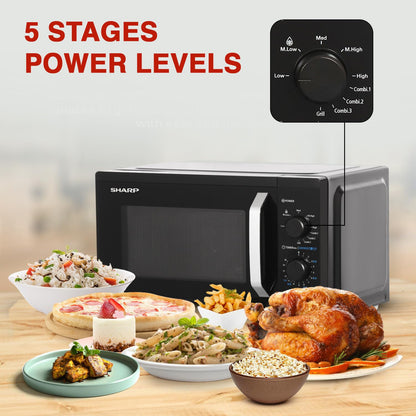 SHARP 25L Grill Microwave Oven | Ceramic Coating, Jog Dials | Japan Technology | R-625KN-K