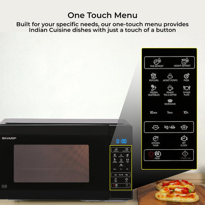 SHARP 20L Solo Microwave Oven | Ceramic Coating, One Touch Menu | Japan Technology | R-220KN-K