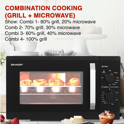 SHARP 25L Grill Microwave Oven | Ceramic Coating, Jog Dials | Japan Technology | R-625KN-K