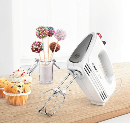Bosch CleverMixx Hand Mixer | 375W, 4-Speed, Multiple Hooks for Whisking and Dough Making