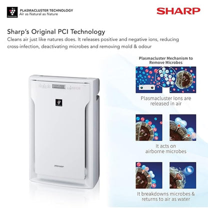 SHARP Air Purifier with Plasmacluster | Removes 99.97% Pollutants - Bacteria, Virus, Mold, VOCs | Clean Sign Indicator | 3-Stage Filter | Japan Tech |  680 ft² | FP‑A80M‑N