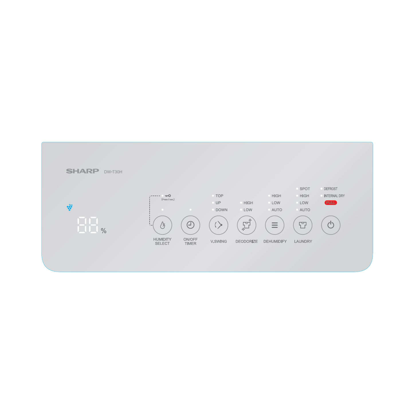 SHARP Dehumidifier | 30L/d, 830 ft² | PCI Tech removes Bacteria, Viruses, Mold, VOCs, Laundry mode | Japan Tech