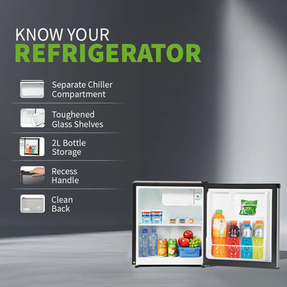 SHARP 50L Micro Single-Door Refrigerator | 3 Star | Toughened Glass Shelf | Japan 7-Shield Protection